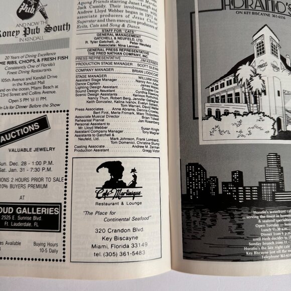 Cats December 23, 1986 Miami Beach Theater of the Perf Arts 62 pgs. Jan. 1987 Ed - Picture 11 of 12